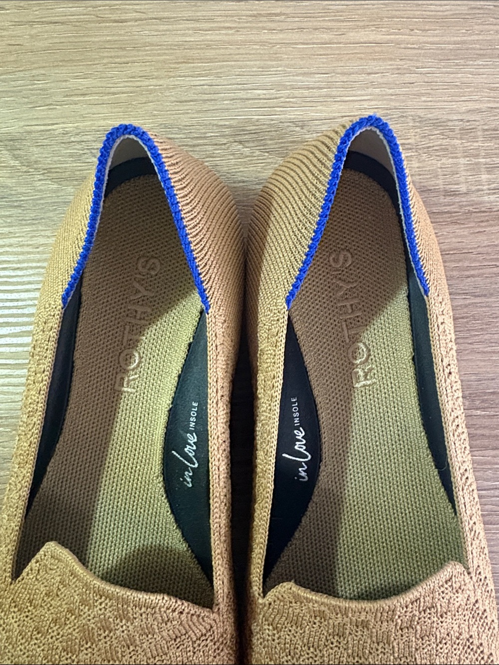 Rothy's Tan Knit Slip-On Loafers with Blue Trim-Accepting Offers! - Picture 2 of 9